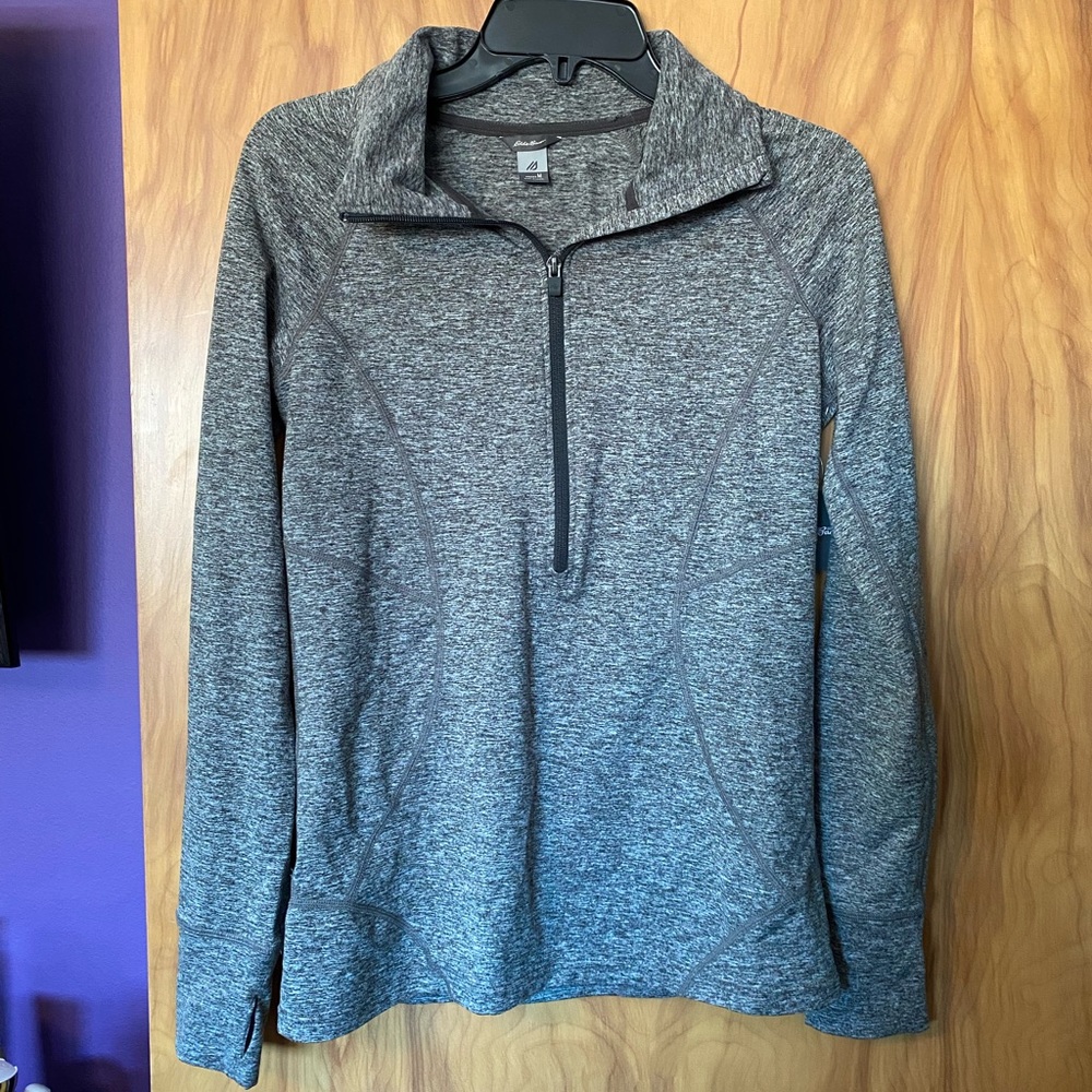 Eddie Bauer Grey Half Zip Long Sleeve